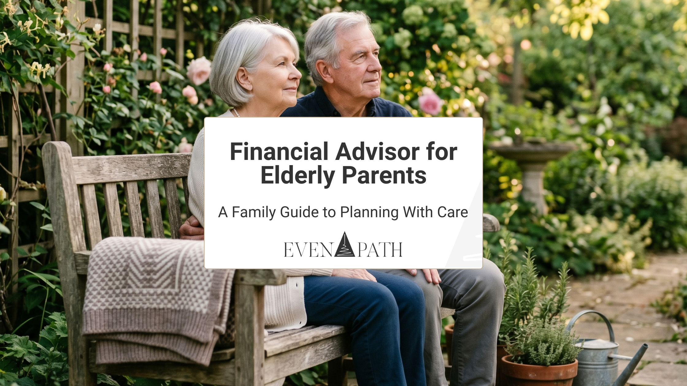 Elderly mother and adult daughter sitting together on a sofa in calm conversation about working with a financial advisor for elderly parents