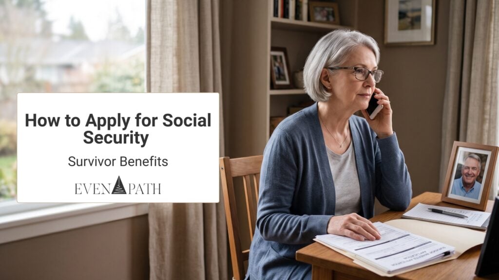 Widow in her mid 60s calmly beginning a Social Security survivor benefits application by phone